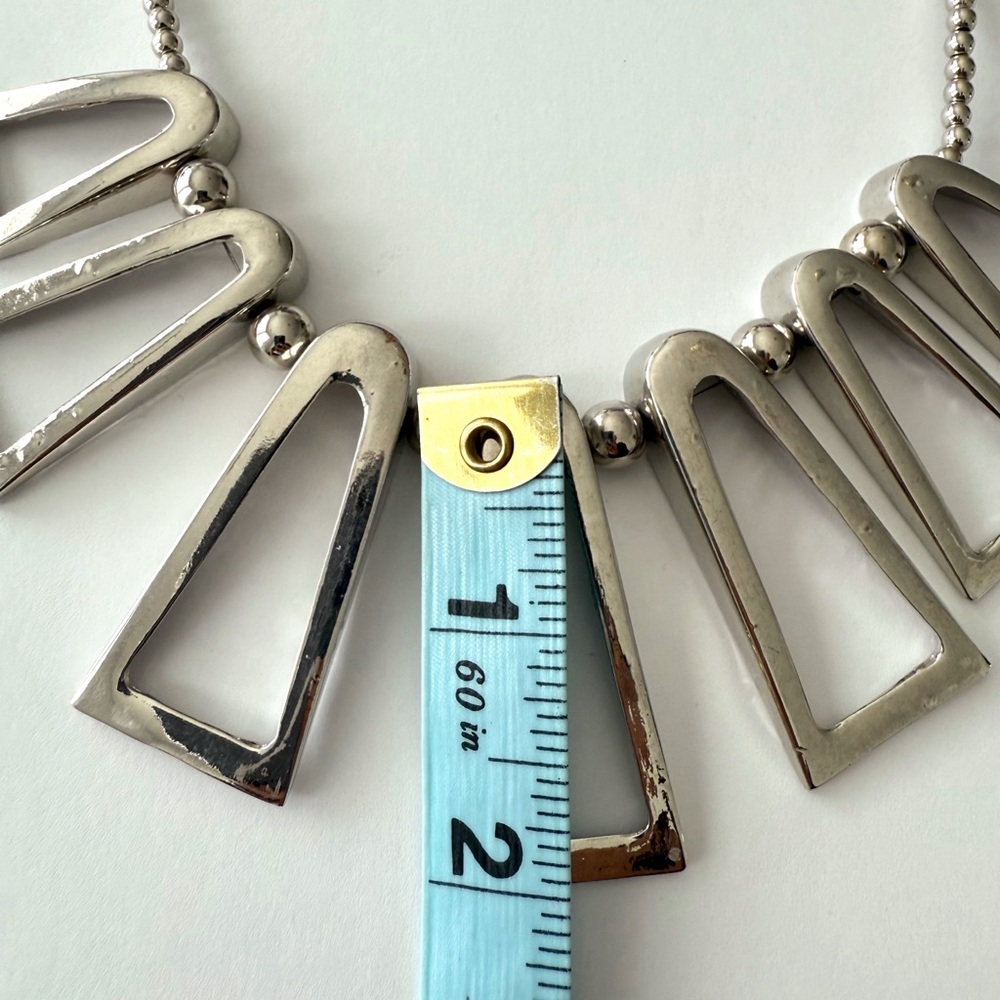 Statement Silver Geometric Necklace - image 5